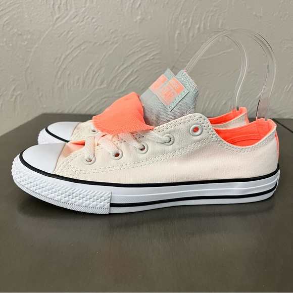 Converse CTAS Double Tongue Ox Low Top Egret White Pink Big Kid Girl sneakers 3 - Picture 2 of 6